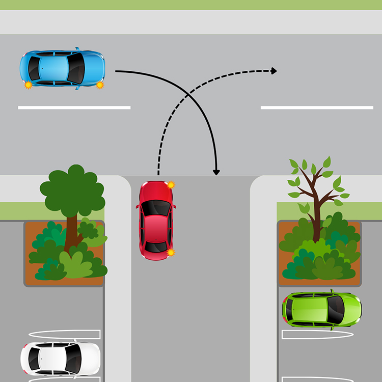Giving way when leaving a supermarket