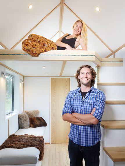 Bryce and Rasa in their tiny home