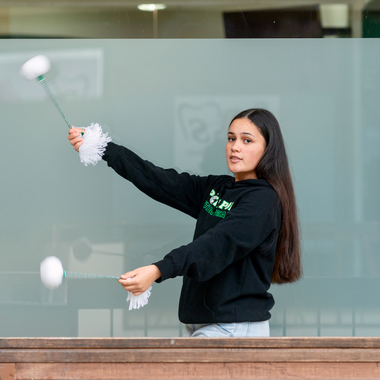16-year-old Georgia Latu demonstrating poi. 