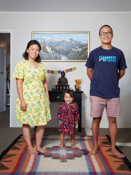 Sarada Gurung and family, at home in Ranui, Auckland