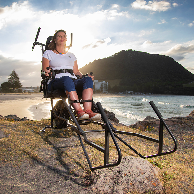 Amanda Lowry uses the Trailrider in Mount Maunganui.
