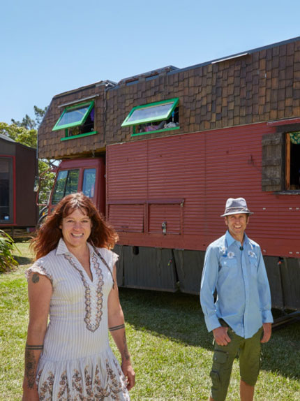 Anna Ashton and family with their gypsy wagon