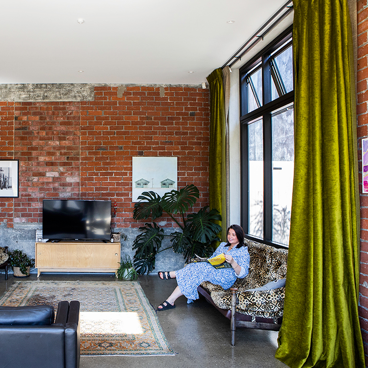  The industrial feel of the former fish factory lends itself to vintage and op shop décor. Photo by Nicola Edmonds.