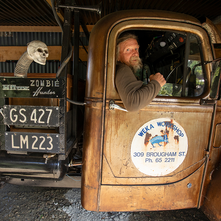 Brian in his award-winning 'Zombie Hunter' truck. Photo by Tim Cuff.