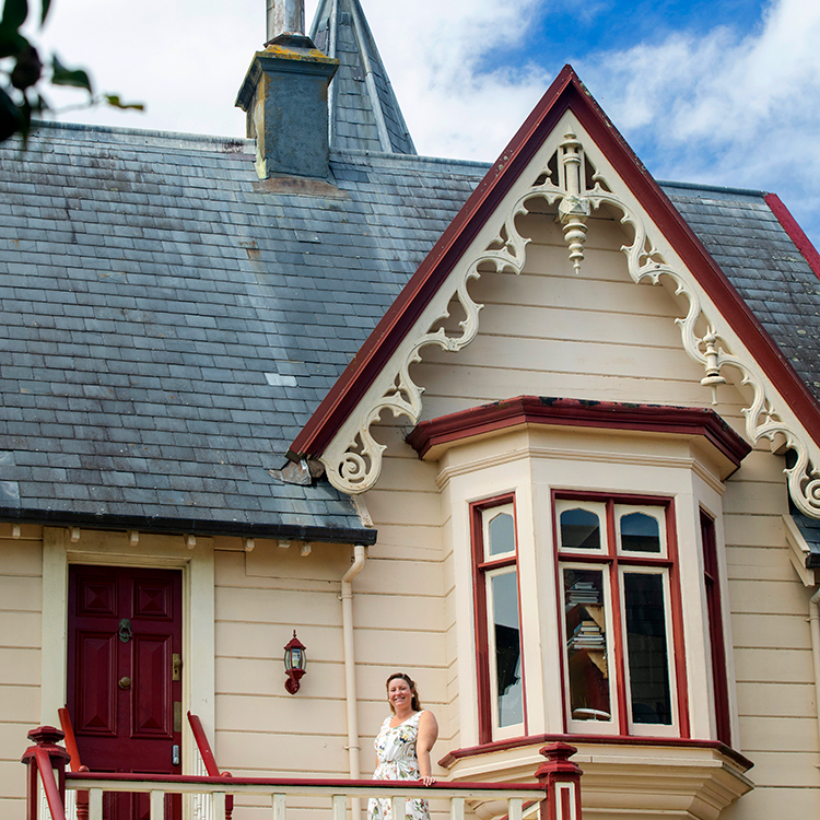 Outside, Warwick House boasts unusual features like turrets and balconies.