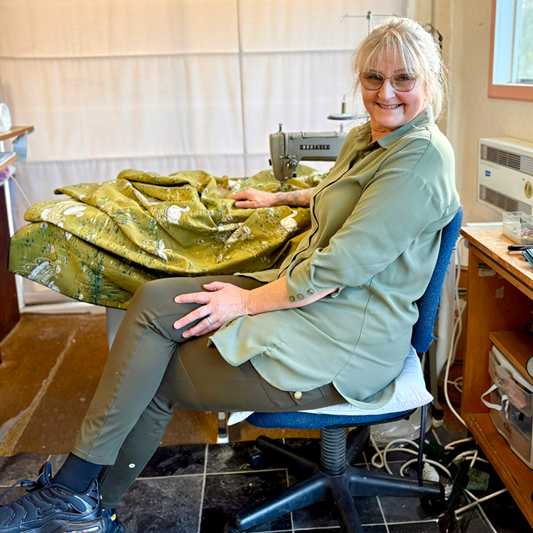 Anita Clark in her sewing studio in Pahiatua. Photo by Jo Percival.
