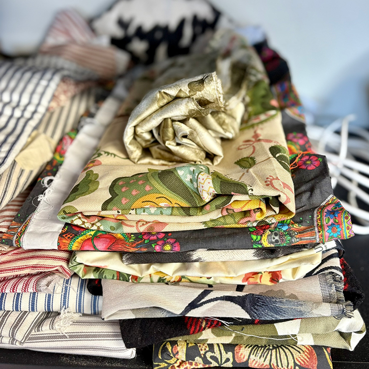 Anita collects fabrics of all different patterns and styles to make her eiderdowns.