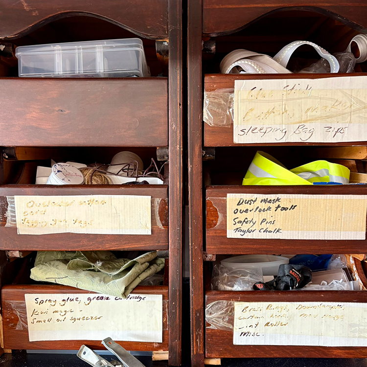 Tools in Anita Clark's sewing studio. Photo by Jo Percival. 