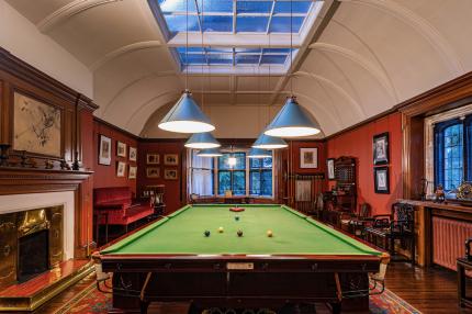 The impressive billiard table with ingenious skylight at Olveston