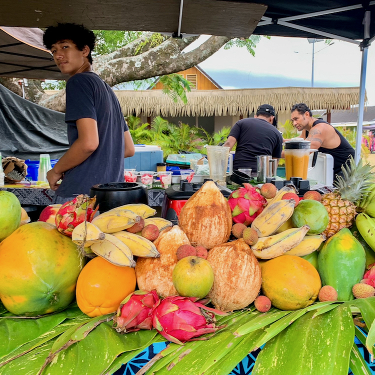  Colourful produce at Punanga Nui Market, Rarotonga. Photo by Monica Tischler.