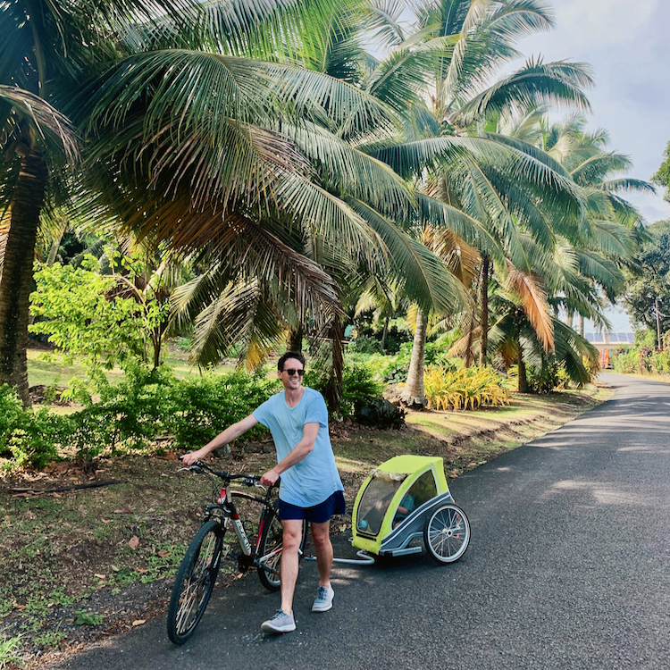  All aboard for a Storytellers Eco Cycling tour in Rarotonga. Photo by Monica Tischler.