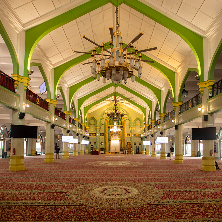 Inside Singapore's Sultan Mosque. Photo by Tim Cuff.