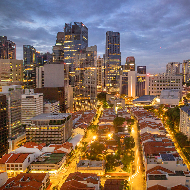 City lights in city state Singapore. Photo by Tim Cuff.