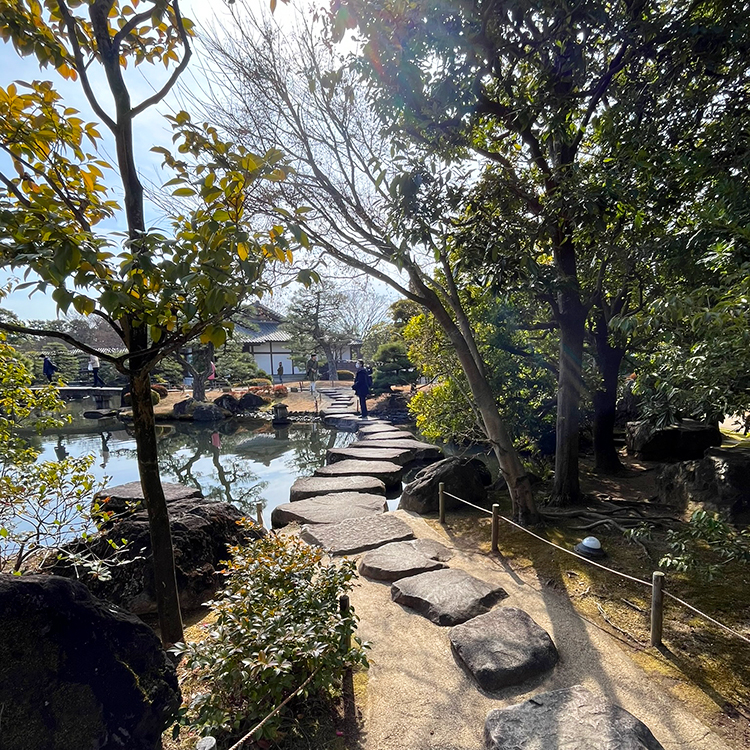 Japanese garden stone pathway