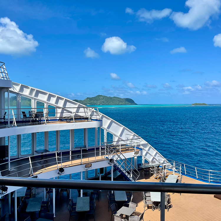  Onboard the Aranui 5 in the Austral Islands. Photo by Jo Percival