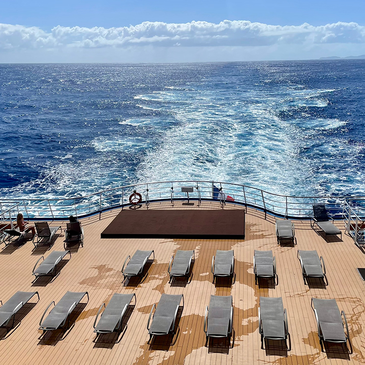  The Aranui 5 heads back to Tahiti. Photo by Jo Percival.