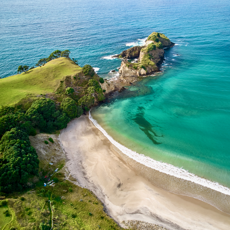 Incredible aerial views of Aotea Great Barrier Island.
