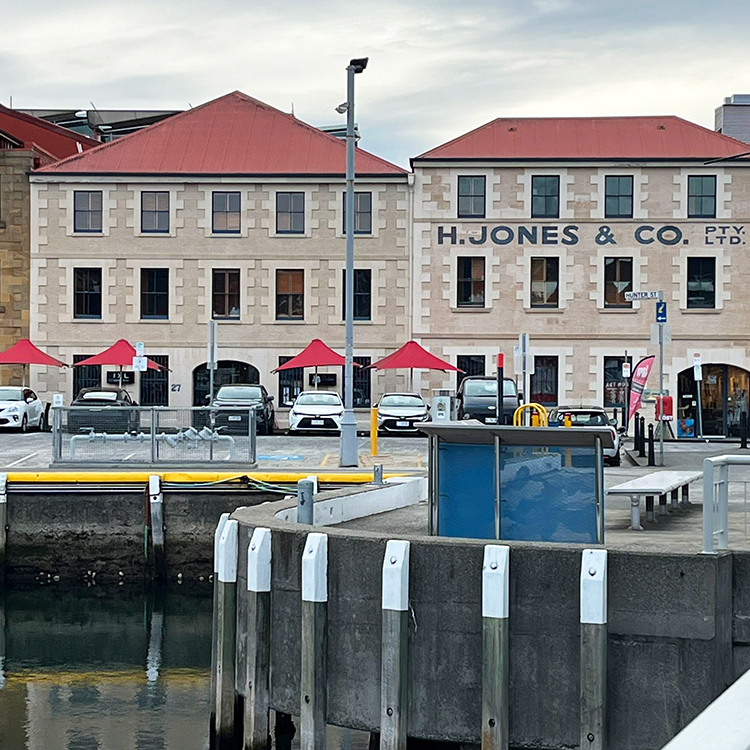 The historic IXL Jam building on Hobart's waterfront.