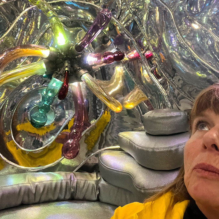 Admiring an artwork at MONA