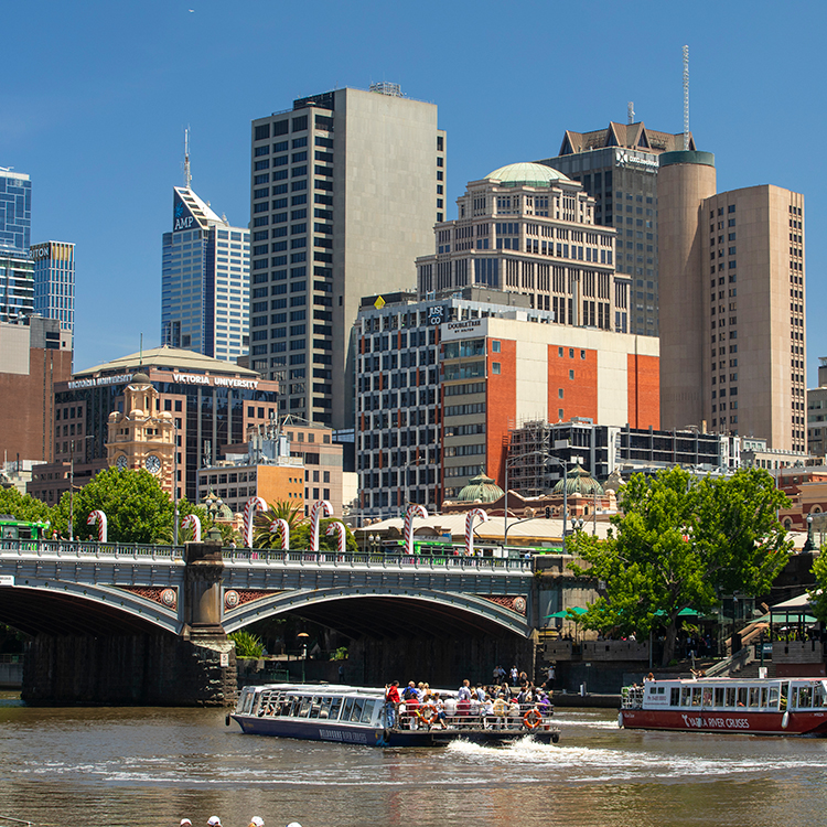The Yarra River flows through Melbourne. Photo by Tim Cuff.