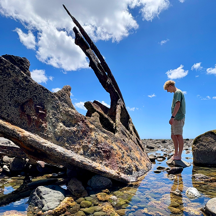 The shipwrecked remains of the SS Gairloch.