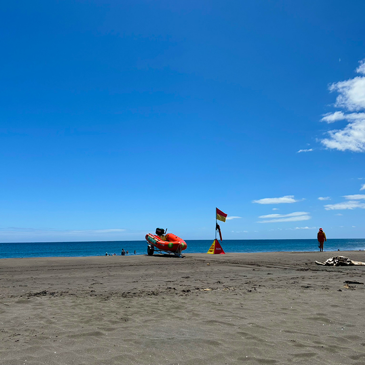 The black sand beach at Ōakura.