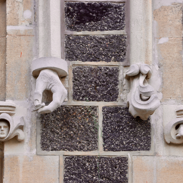 Creative stonework at the Christchurch Arts Centre.