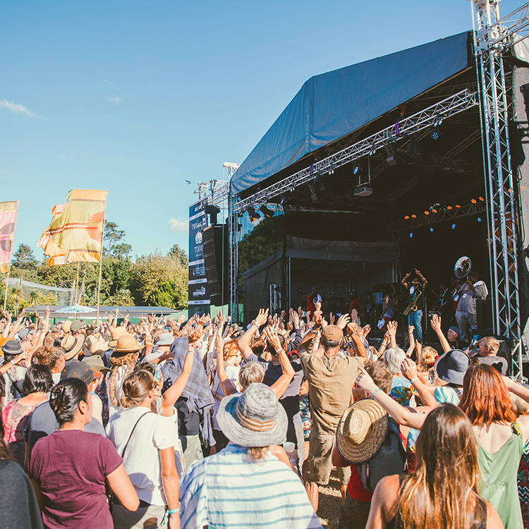 Catching one of the many musical performances at WOMAD.