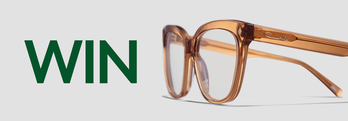 Win word written in green colour with a dark orange glasses
