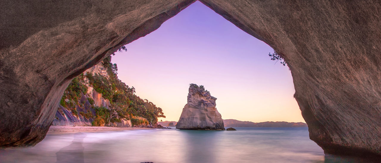 Famous view of Cathedral Cove