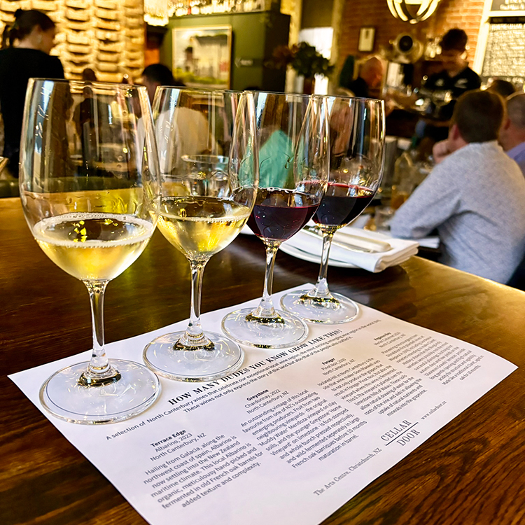  How many dudes you know grow like this? Taste the North Canterbury region with a wine flight at Cellar Door. Photo by Jo Percival.