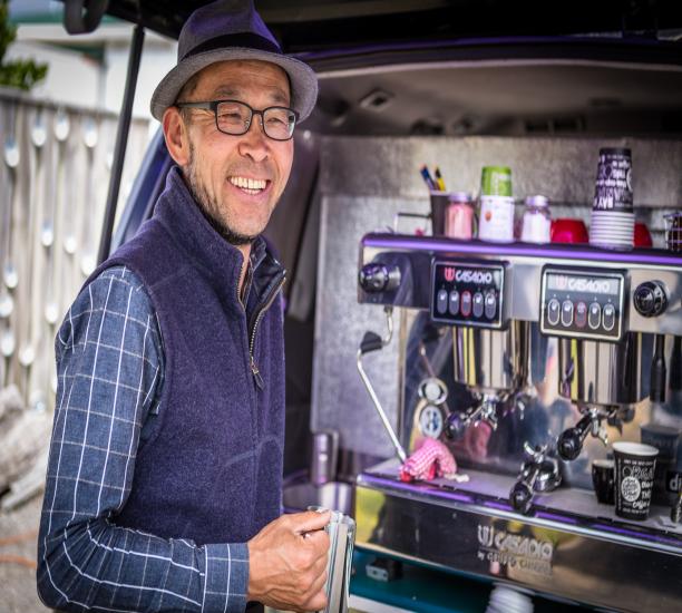 Get an amazing cup of coffee from this friendly local