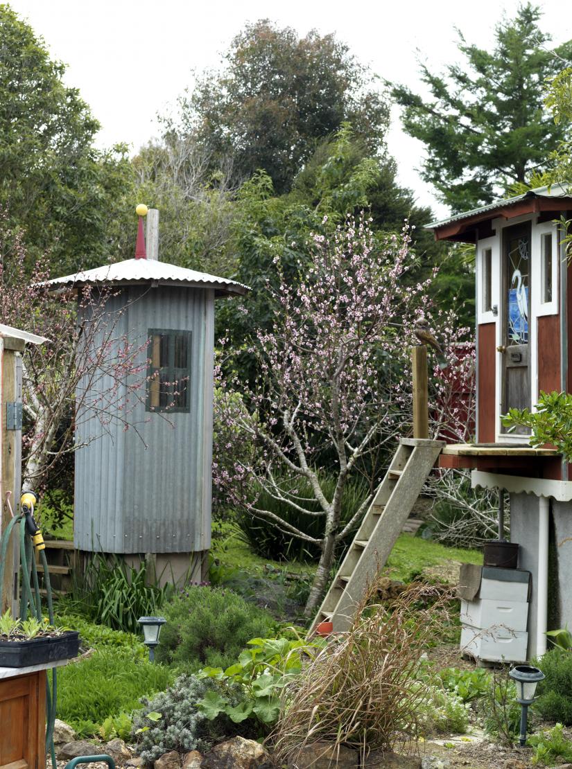 Storytellers garden with minaret Waiheke Island