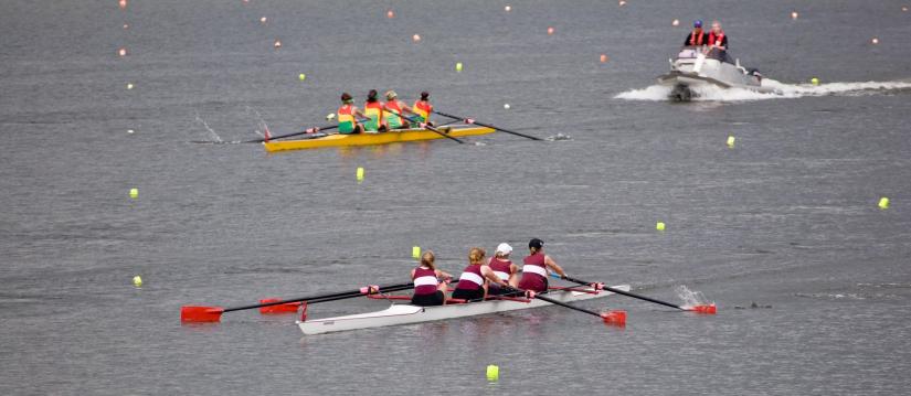 Rowers on lake Karapiro