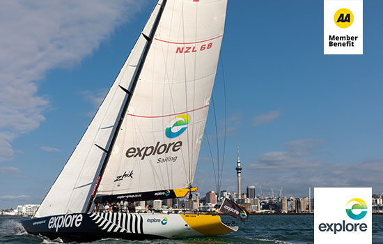 Explore Group sailing boat in the Auckland harbour.