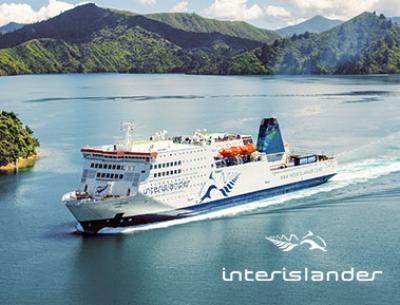 Interislander ferry crossing the water.