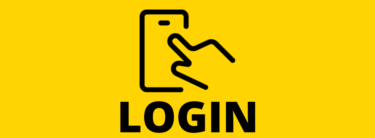 Illustration of a hand on a mobile phone with the login copy below
