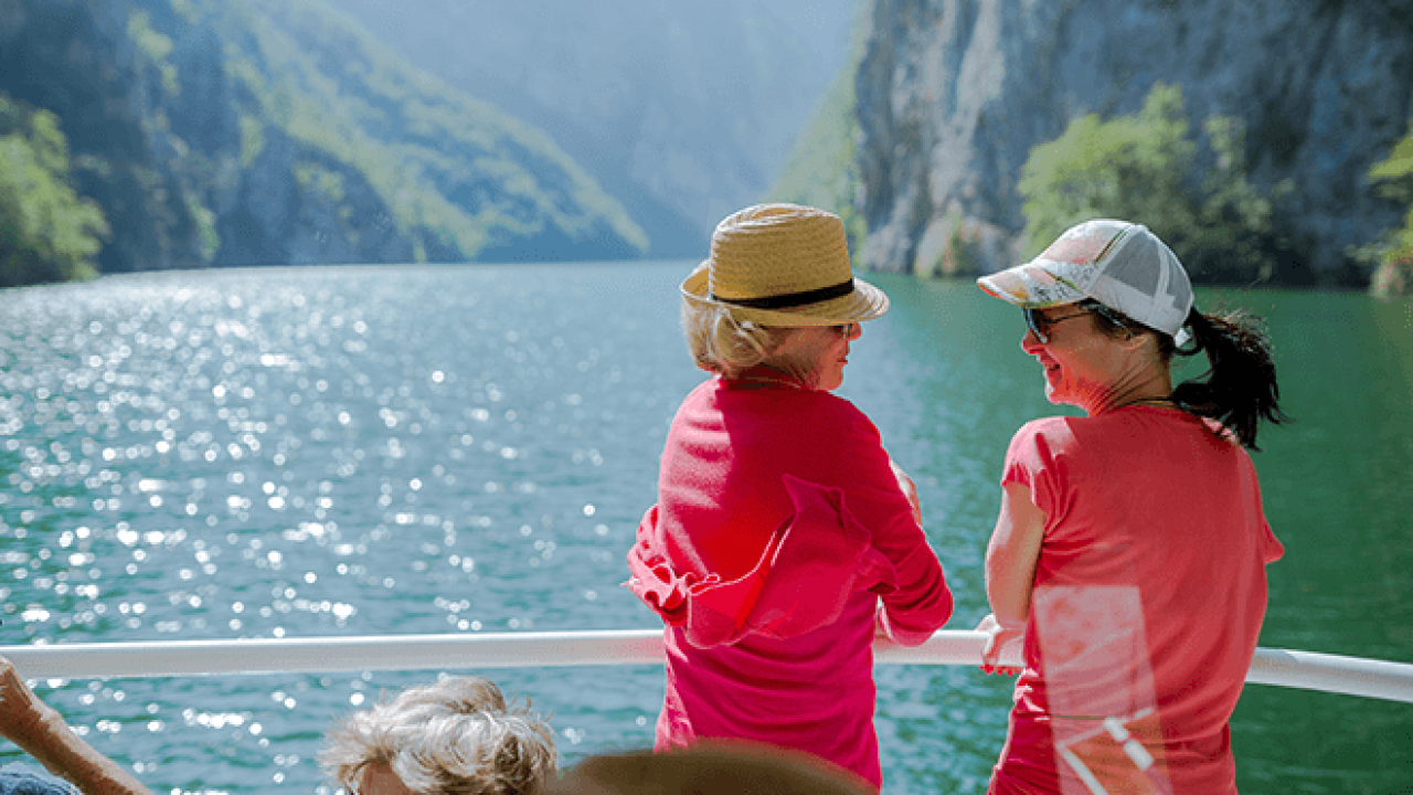 Two people on a ferry