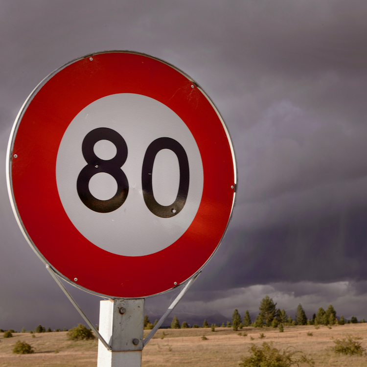 80km/h speed sign.