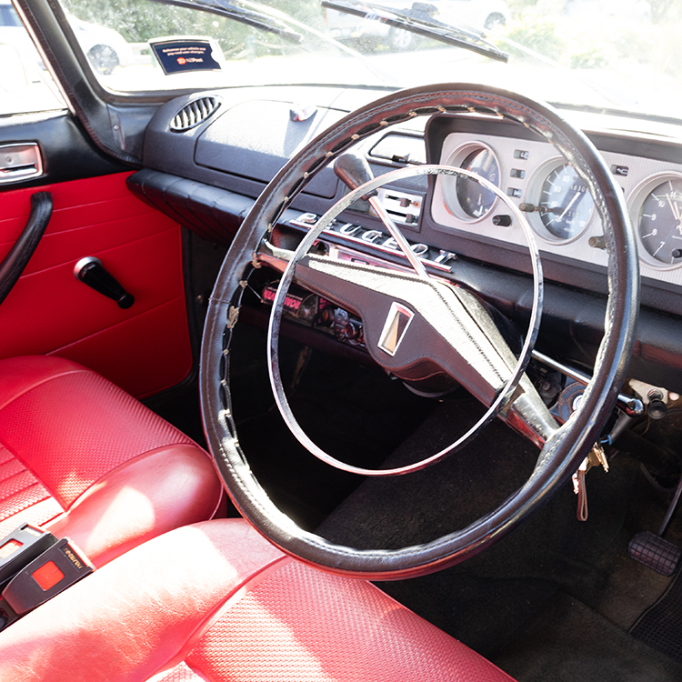 The stylish interior of the Peugeot 404. Photo by Jessie Casson