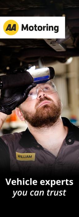 AA Motoring staff inspecting a vehicle with the text overlay reading "Vehicle experts you can trust"