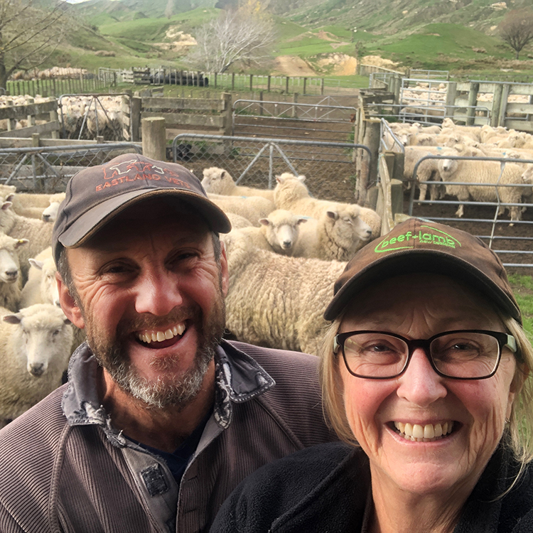 Sandra Matthews and husband Ian on their farm in Tairāwhiti.