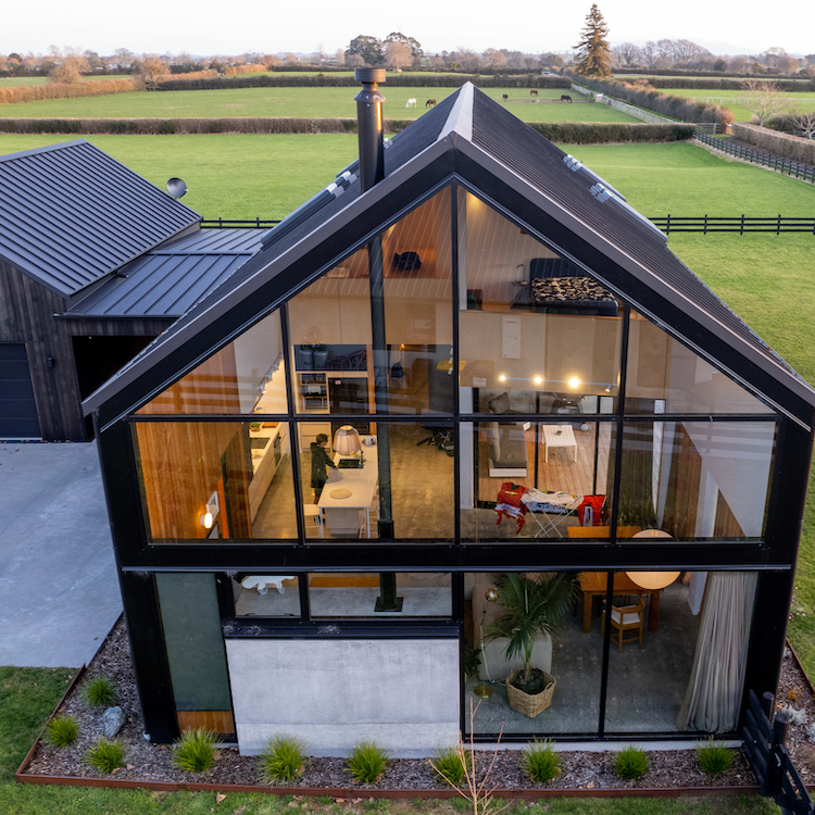 Vanessa and Nick's Matamata house is designed in a modern barn style.