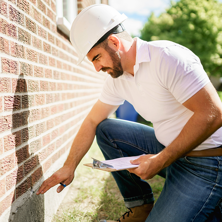 Exterior checks on cladding and foundations are critical.