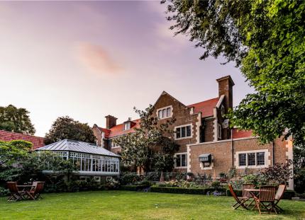 The garden and greenhouse at Olveston