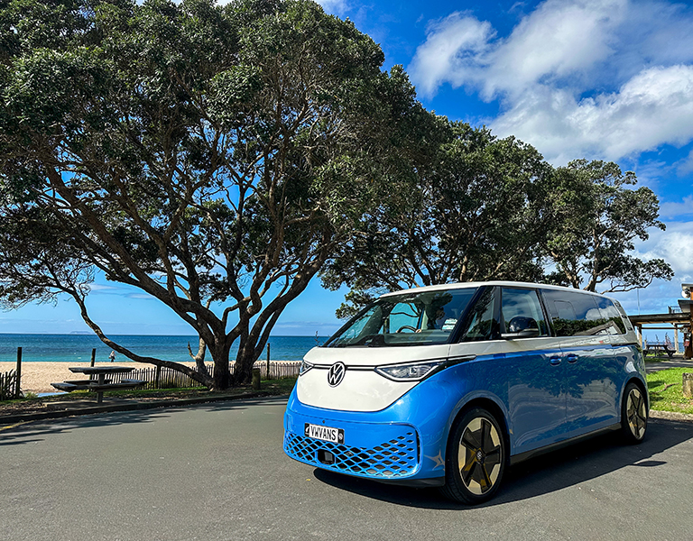 Volkswagen ID Buzz on a Coromandel road trip