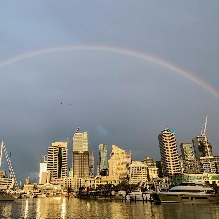 Moody skies over Auckland's Viaduct. 