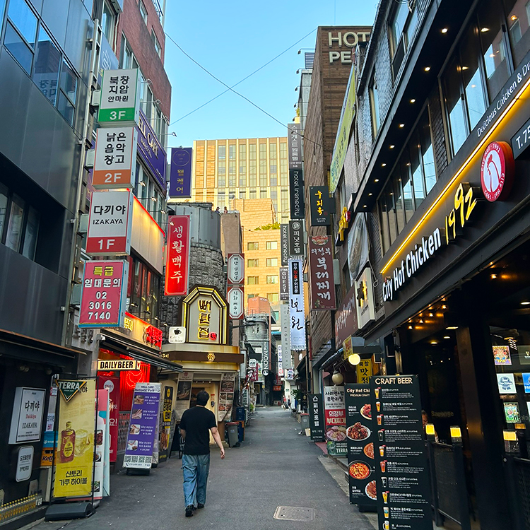 There is no shortage of interesting food options in Seoul’s back streets. Photo by Kathryn Webster.