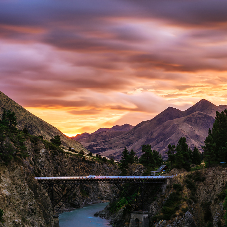 The famous Waiau Ferry Bridge in Hanmer Springs.