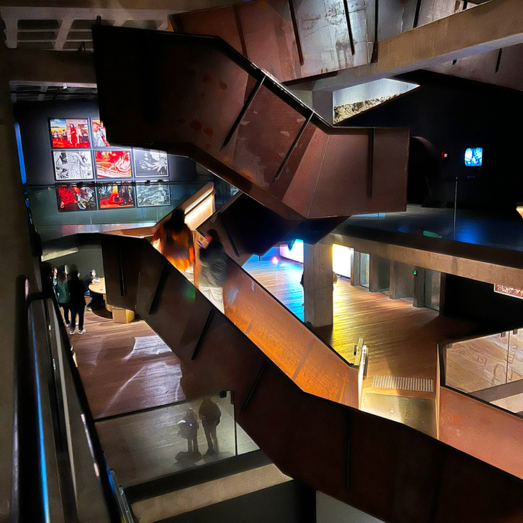 The staircase descending into MONA in Hobart.